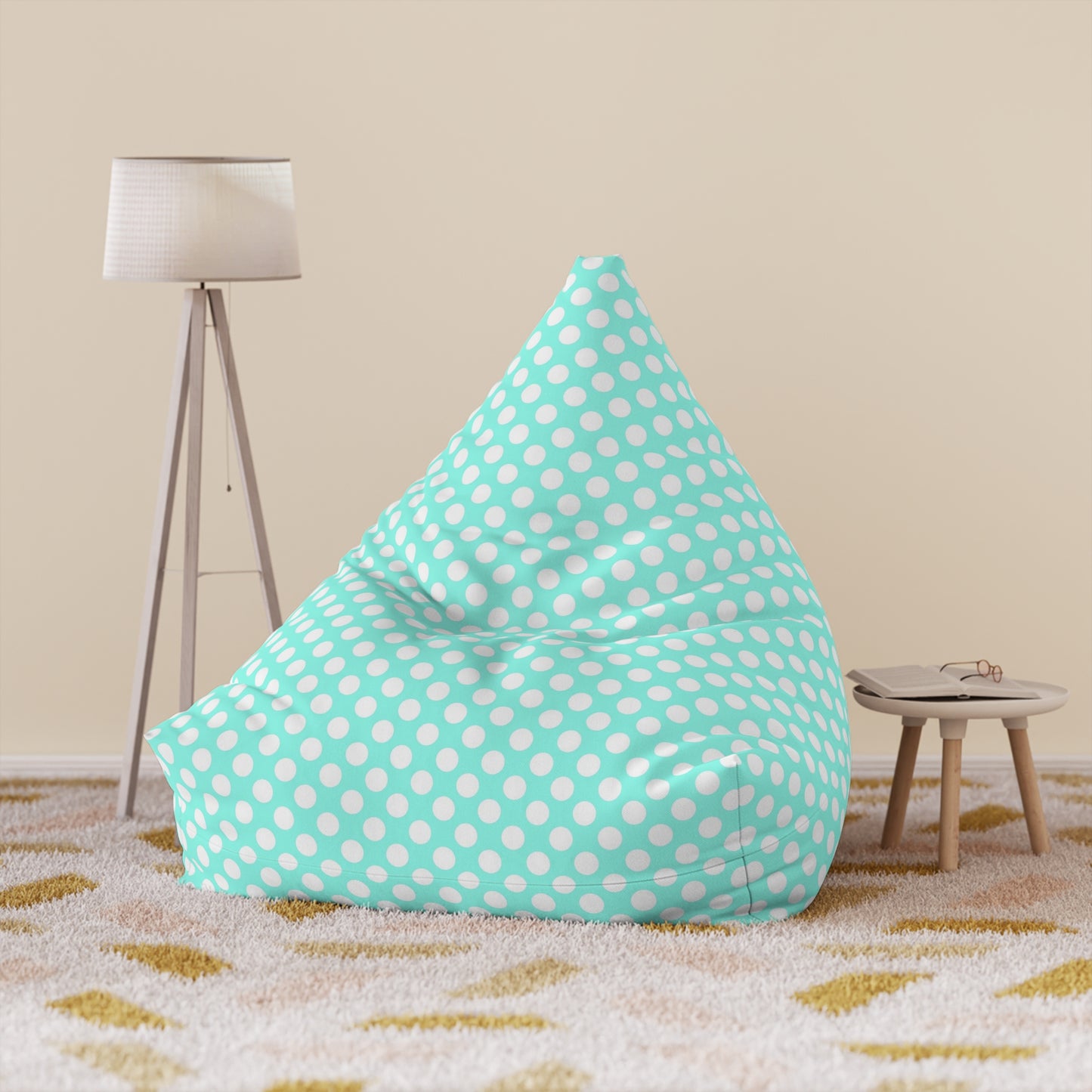 Pastel Polka Dot Bean Bag Chair Cover - Soft Polyester Slipcover with Secure Zip - Fits Various Sizes