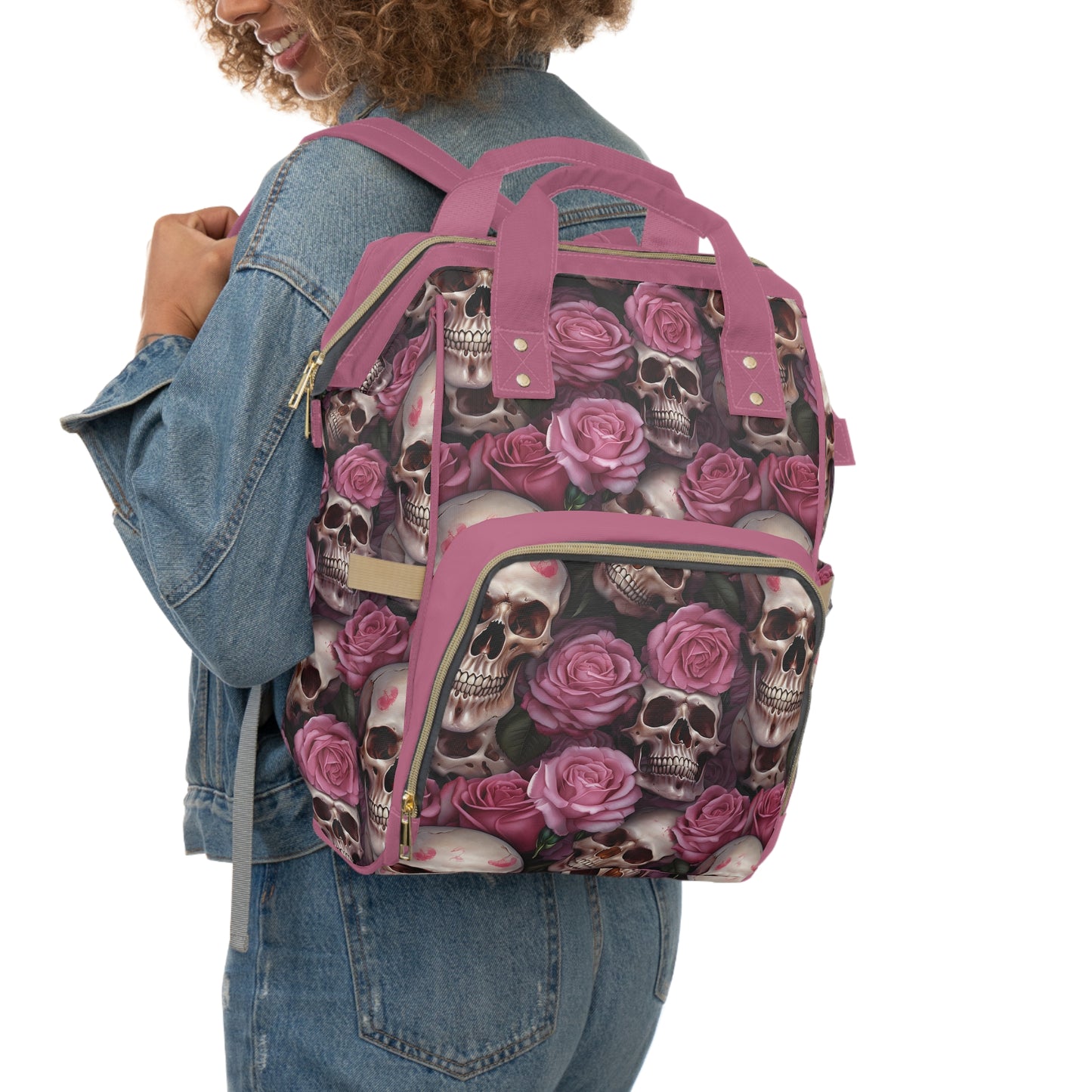Skull Print Diaper Backpack - Multifunctional & Durable Baby Bag for Stylish Parents, Spacious & Organized Nappy Bag