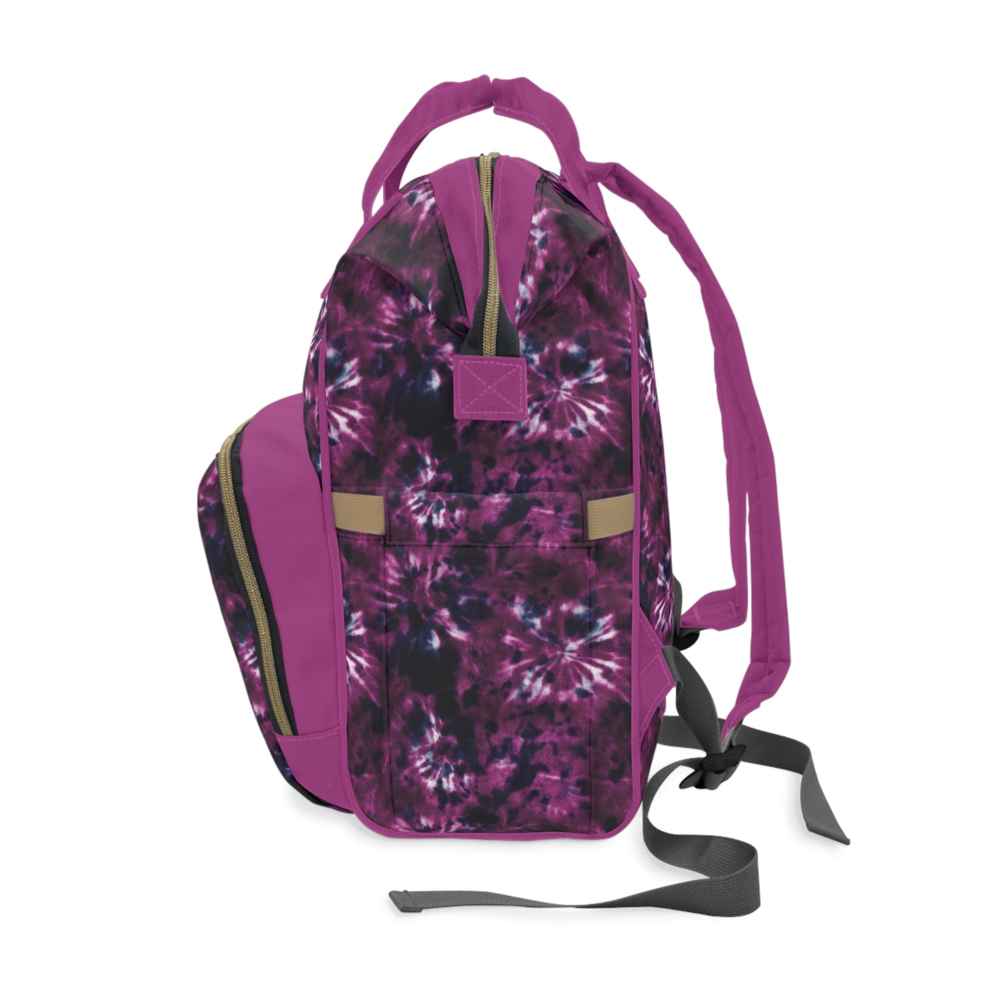 Multifunctional Tie-Dye Diaper Backpack - Lightweight Nylon Baby Bag with Adjustable Straps