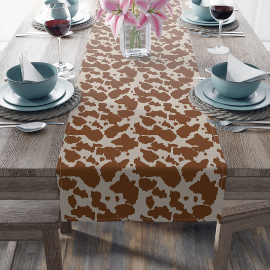 Cowhide Print Table Runner - Rustic Elegance, Cotton Twill or Polyester - Perfect for Western & Luxurious Home Decor