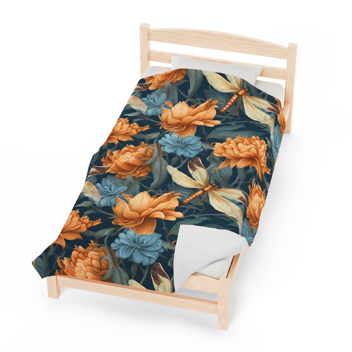 Dragonfly Velveteen Plush Blanket | Soft, Nature-Inspired, Luxurious and Comforting | Available in Multiple Sizes