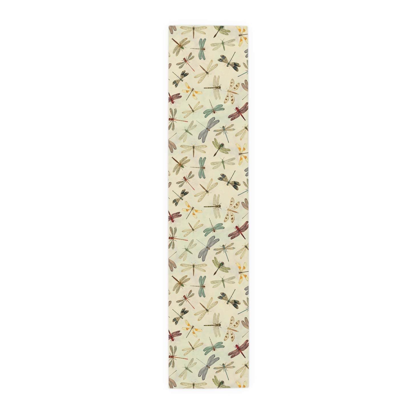 Dragonfly Print Table Runner - Elegant Whimsy, Cotton Twill or Polyester - Perfect for Nature-Inspired Home Decor