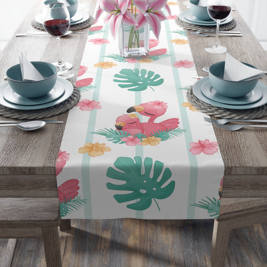 Flamingo Print Table Runner - Vibrant Elegance, Cotton Twill or Polyester - Perfect for Tropical Home Decor