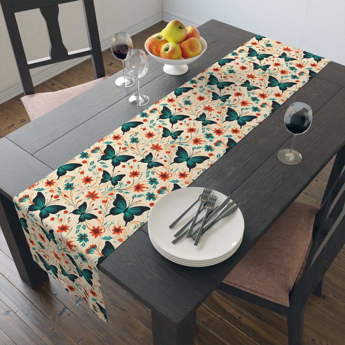 Butterfly Table Runner - Vibrant Patterns, Cotton Twill or Polyester - Perfect for Home Decor & Unique Gifts