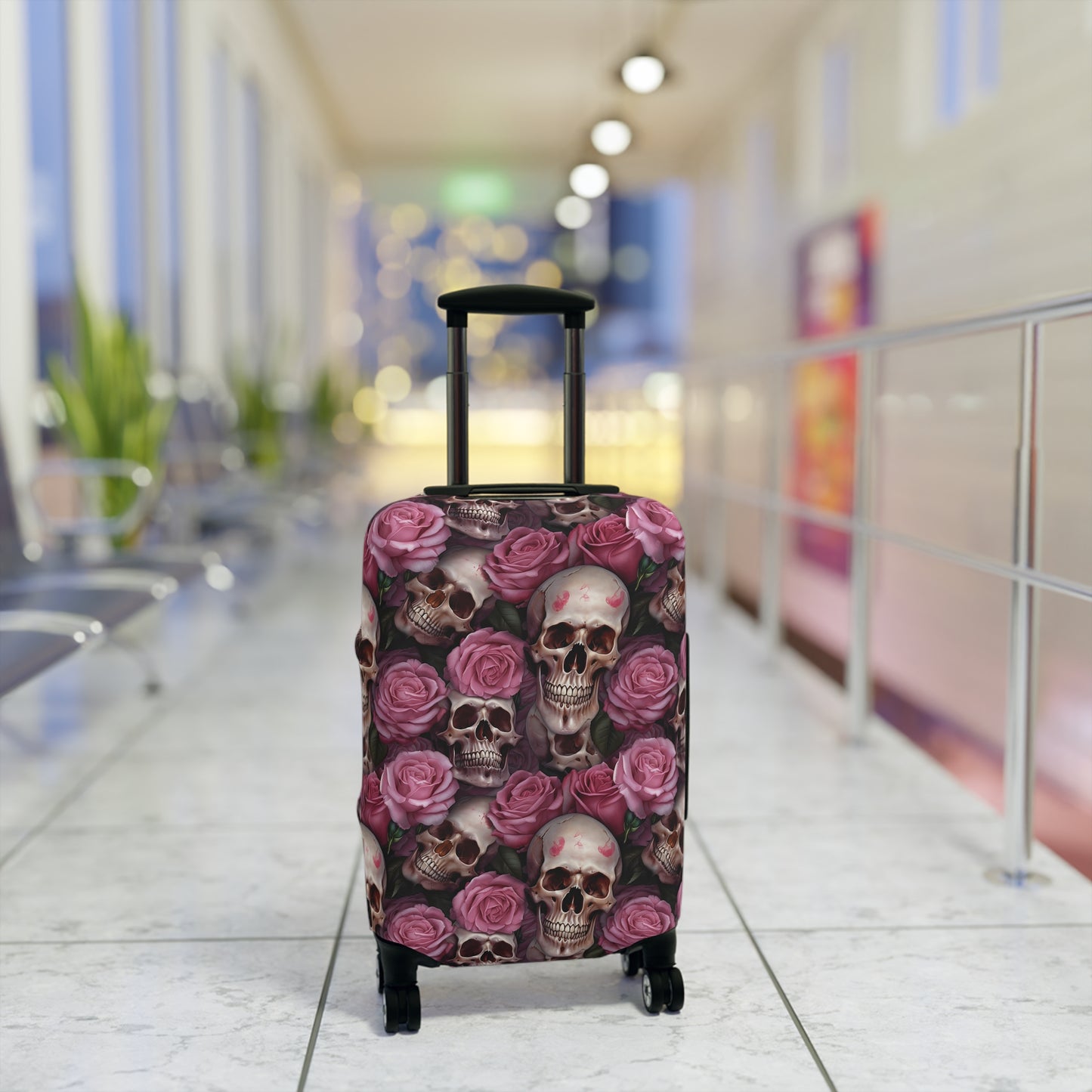 Floral Skull Luggage Cover - Stylish Skull Suitcase Cover