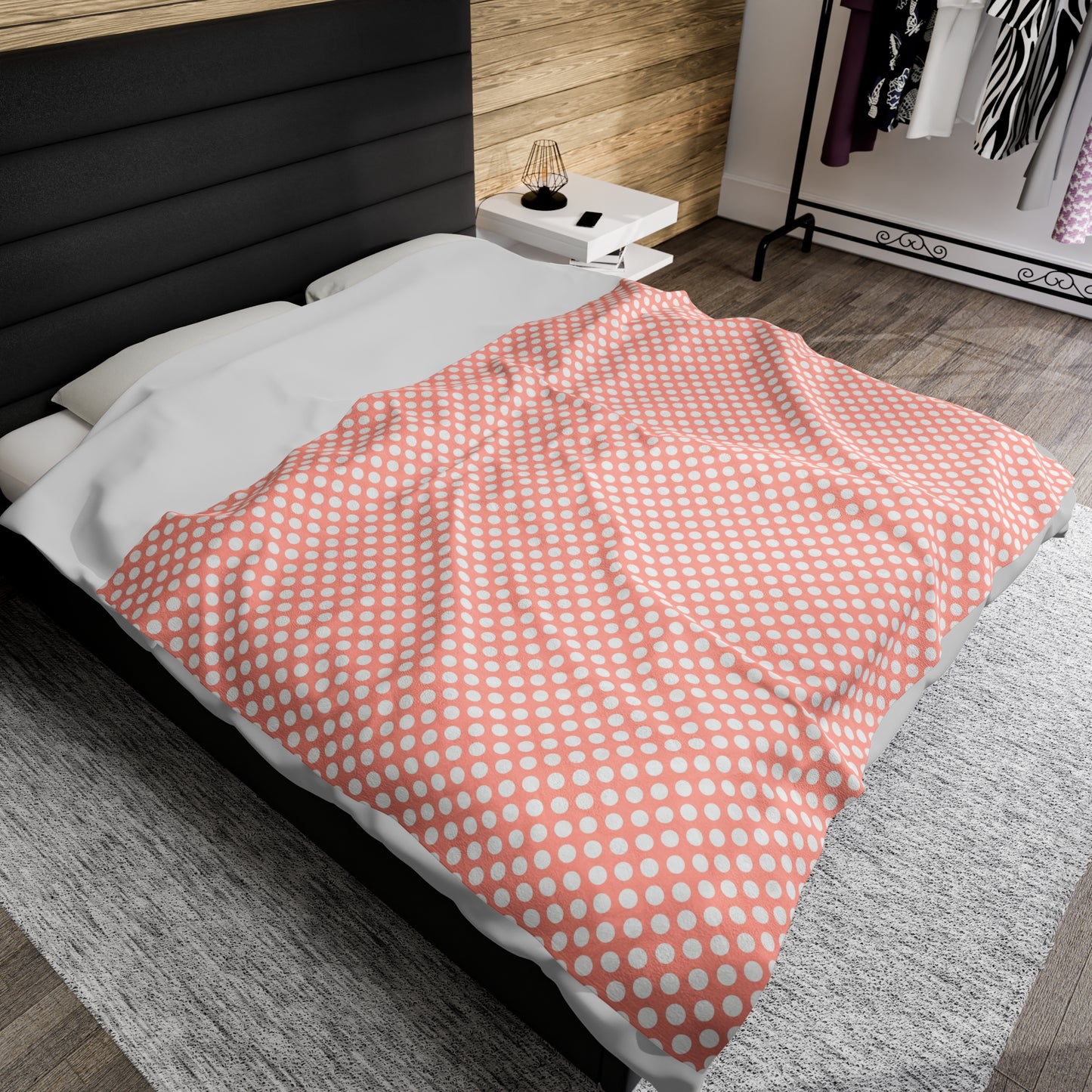 Pastel Polka Dot Velveteen Plush Blanket | Soft, Playful, Luxurious and Comforting | Available in Multiple Sizes