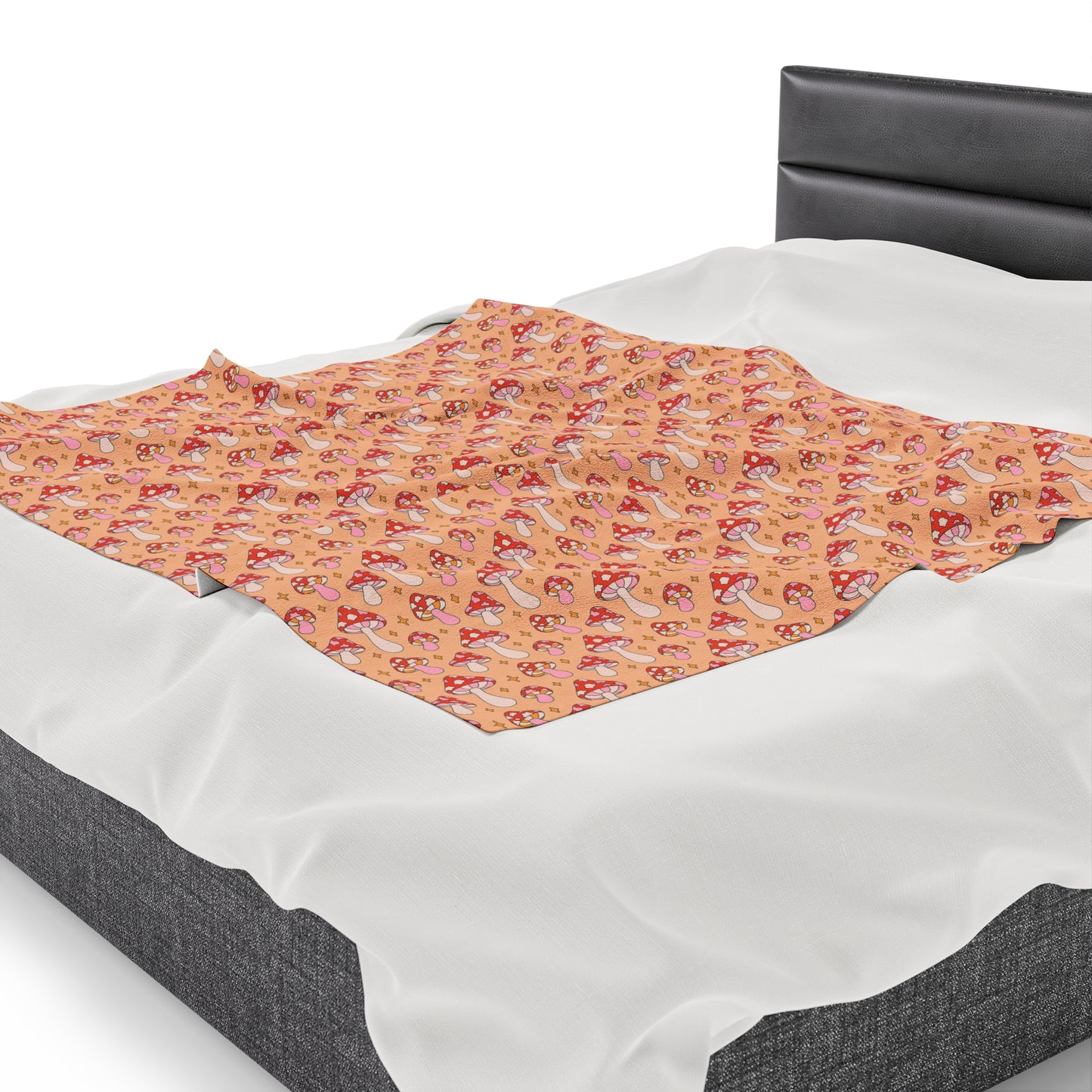 Mushroom Velveteen Plush Blanket | Soft, Whimsical, Luxurious and Comforting | Available in Multiple Sizes