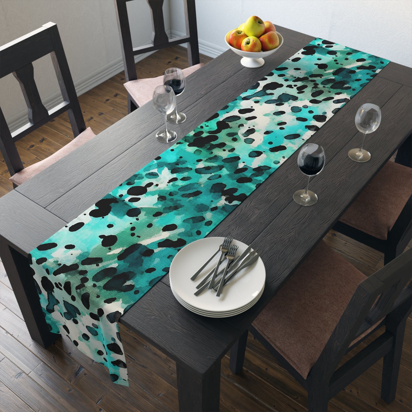 Cow Print Table Runner - Chic Farmhouse Style, Available in Cotton Twill or Polyester - Elevate Your Home Decor