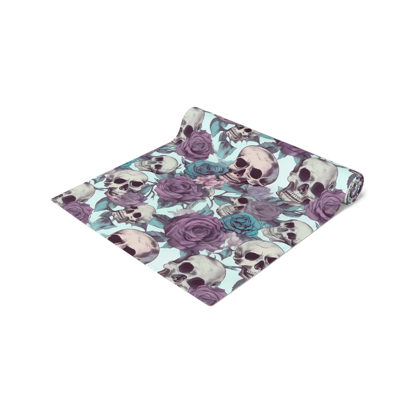 Skull Print Table Runner - Bold Cotton Twill or Sleek Polyester - Ideal for Gothic & Edgy Home Decor
