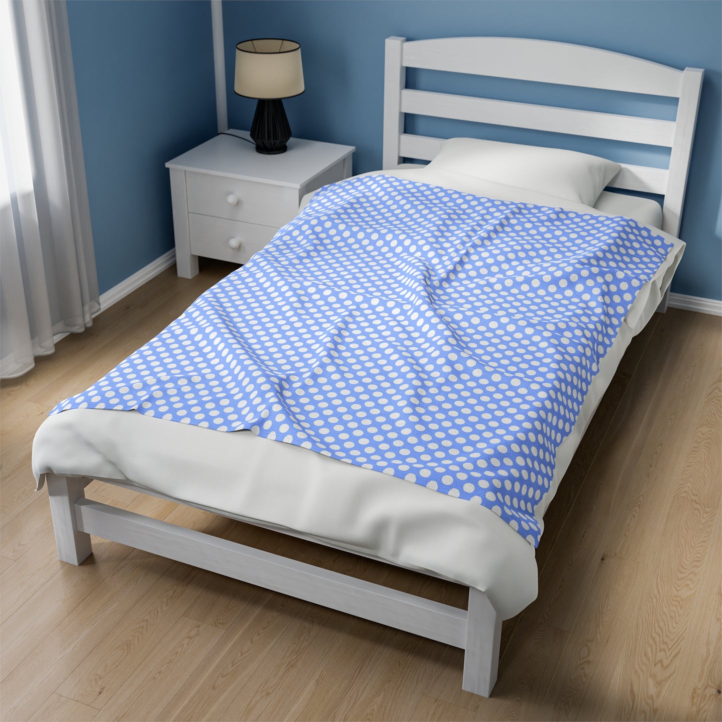 Pastel Polka Dot Velveteen Plush Blanket | Soft, Playful, Luxurious and Comforting | Available in Multiple Sizes