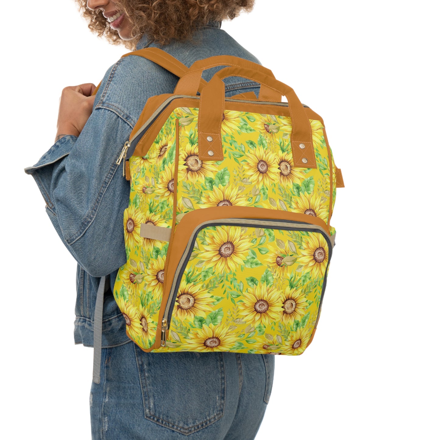 Sunflower Diaper Backpack - Bright & Multifunctional Baby Bag with Sunflower Design, Perfect for Nature-Loving Parents