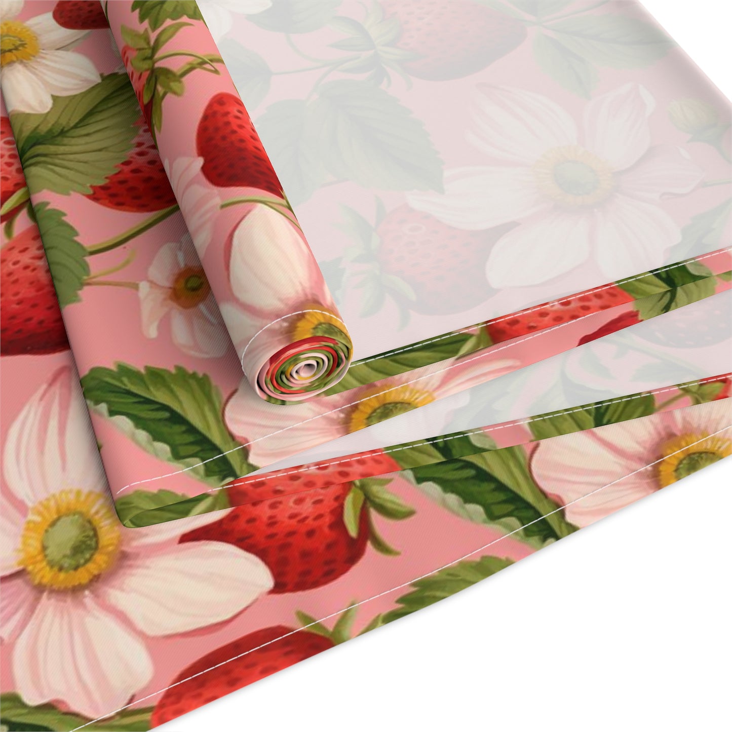Strawberry Print Table Runner - Sweet Charm, Cotton Twill or Polyester - Perfect for Summer & Whimsical Home Decor