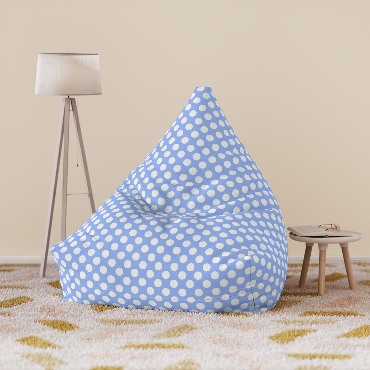 Pastel Polka Dot Bean Bag Chair Cover - Soft Polyester Slipcover with Secure Zip - Fits Various Sizes