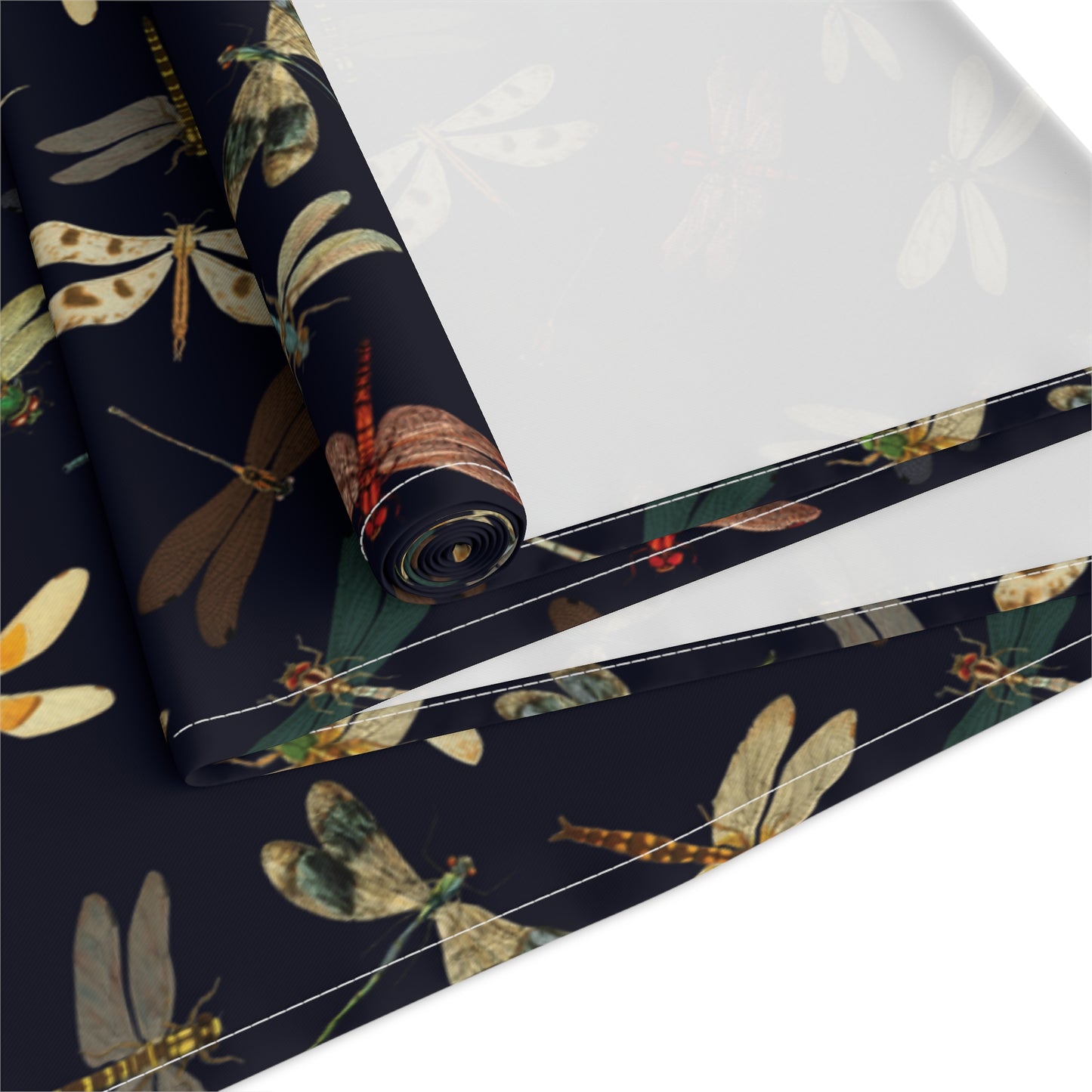 Dragonfly Print Table Runner - Elegant Whimsy, Cotton Twill or Polyester - Perfect for Nature-Inspired Home Decor