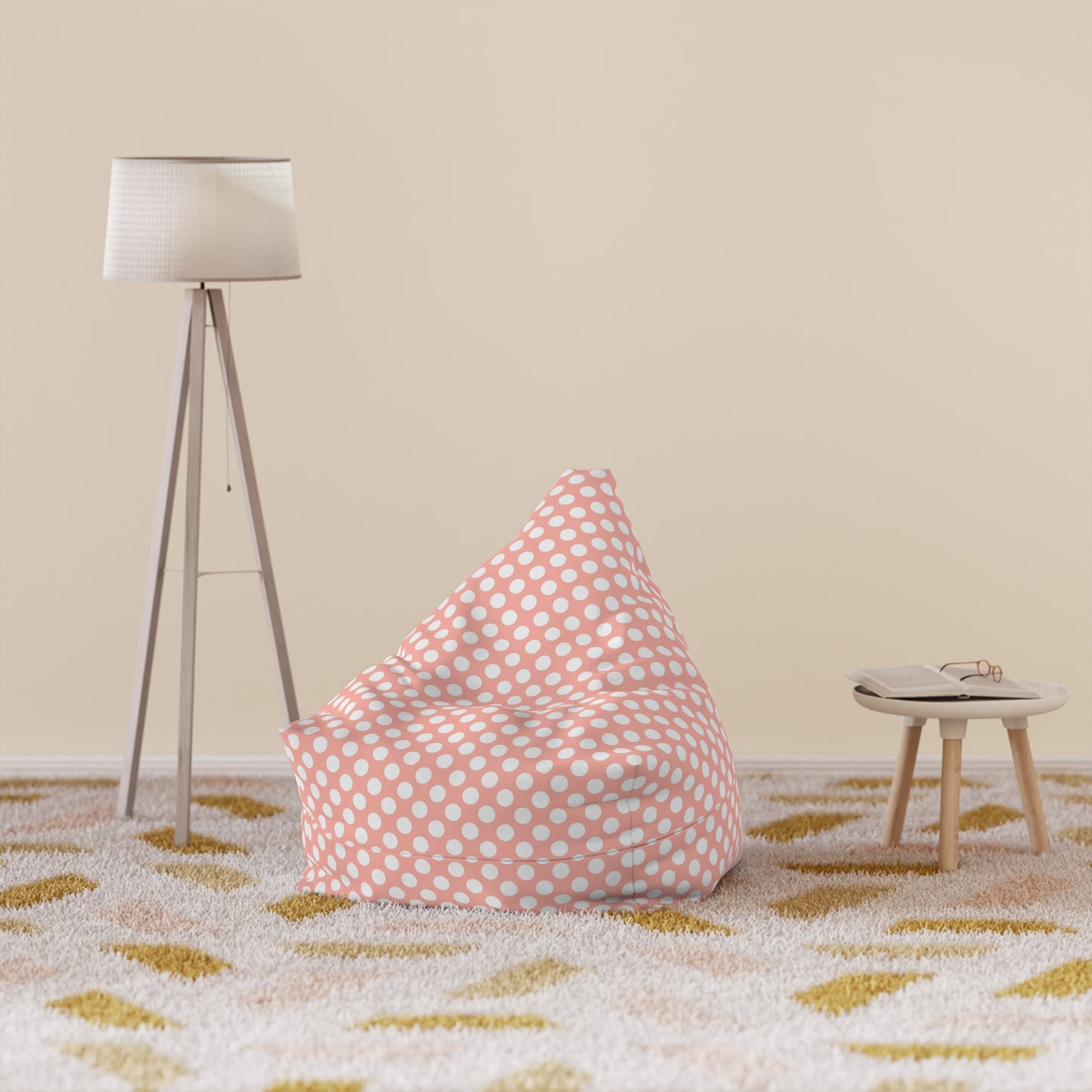 Pastel Polka Dot Bean Bag Chair Cover - Soft Polyester Slipcover with Secure Zip - Fits Various Sizes