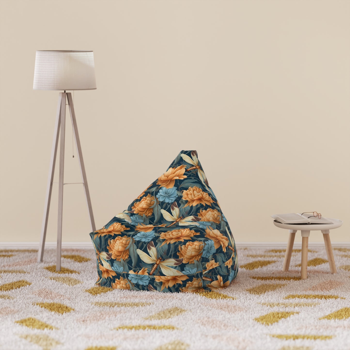 Dragonfly Bean Bag Chair Cover - Whimsical Design Durable Polyester Slipcover