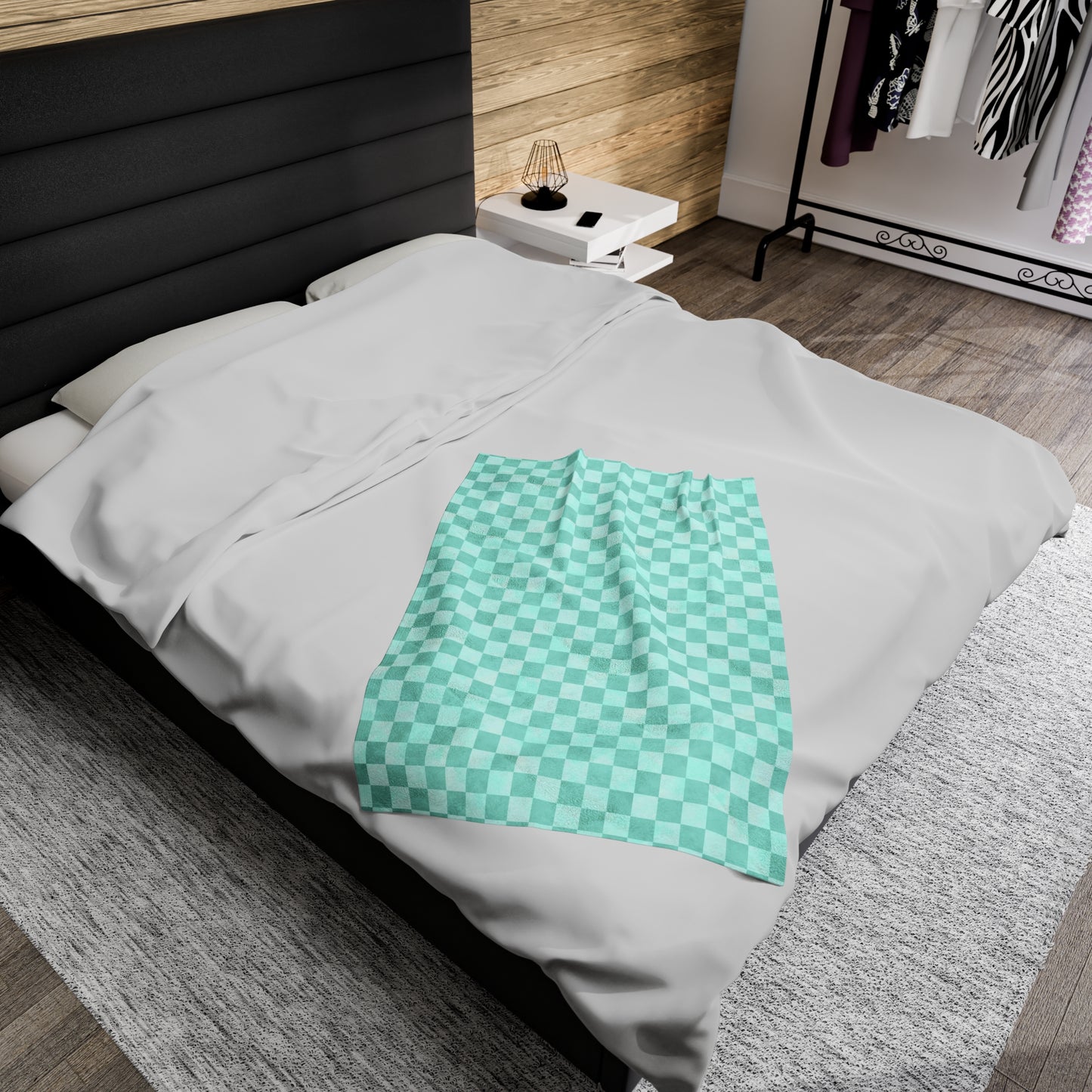 Pastel Checkers Velveteen Plush Blanket | Soft, Trendy, Luxurious and Comforting | Available in Multiple Sizes