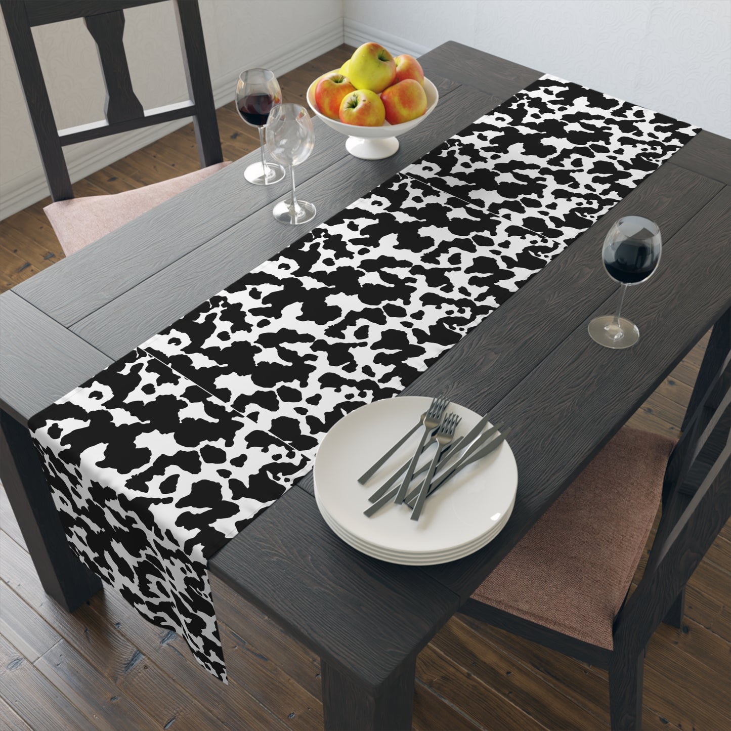Cowhide Print Table Runner - Rustic Elegance, Cotton Twill or Polyester - Perfect for Western & Luxurious Home Decor