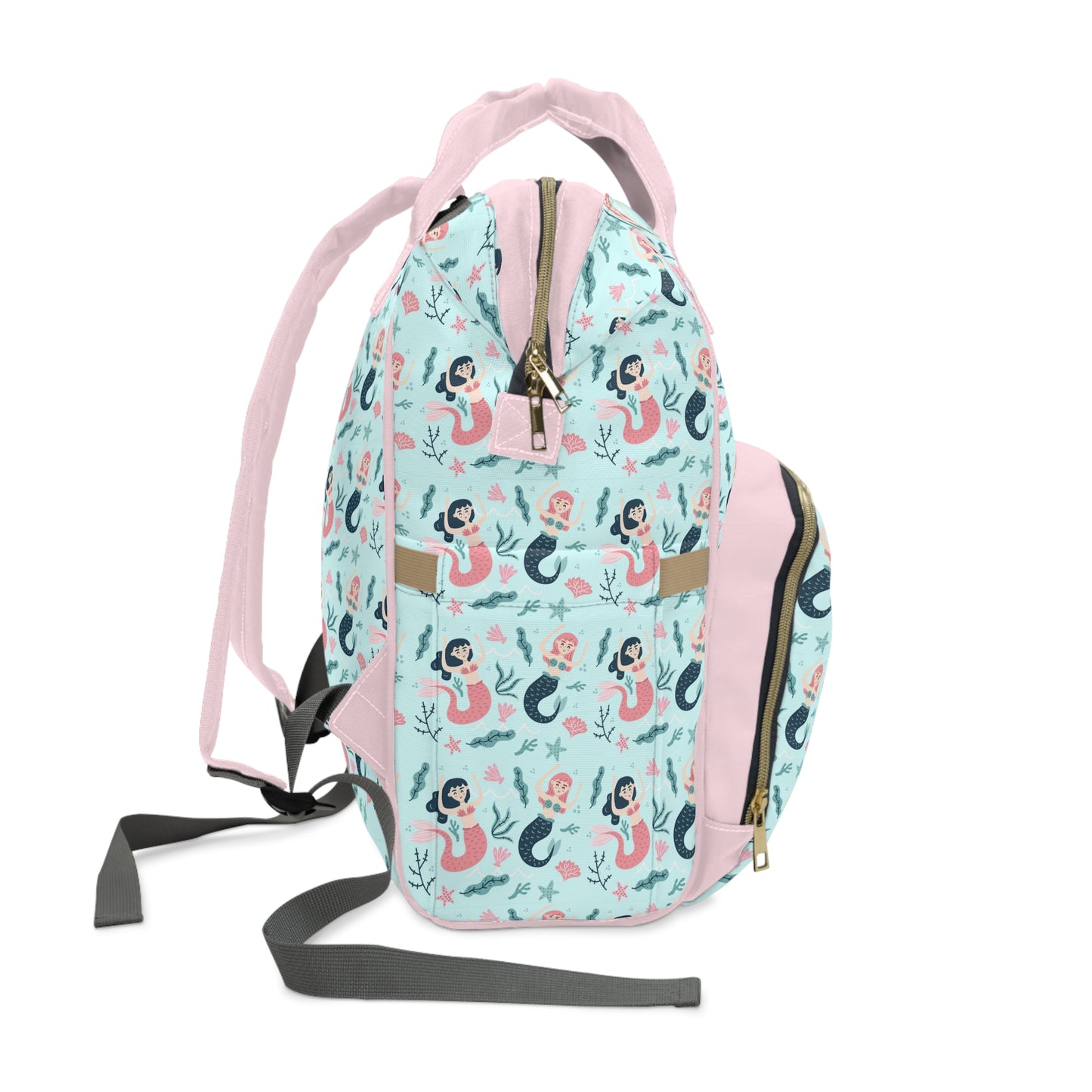 Mermaid Diaper Backpack - Magical & Multifunctional Nappy Bag with Ocean-Inspired Mermaid Patterns