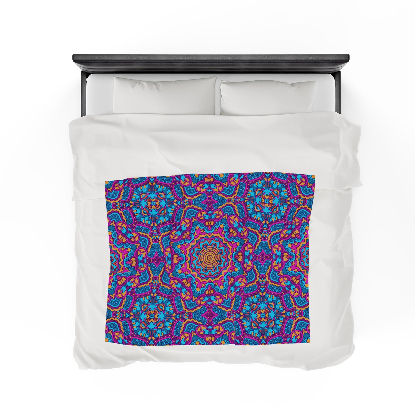 Mandala Velveteen Plush Blanket | Soft, Spiritual, Luxurious and Comforting | Available in Multiple Sizes