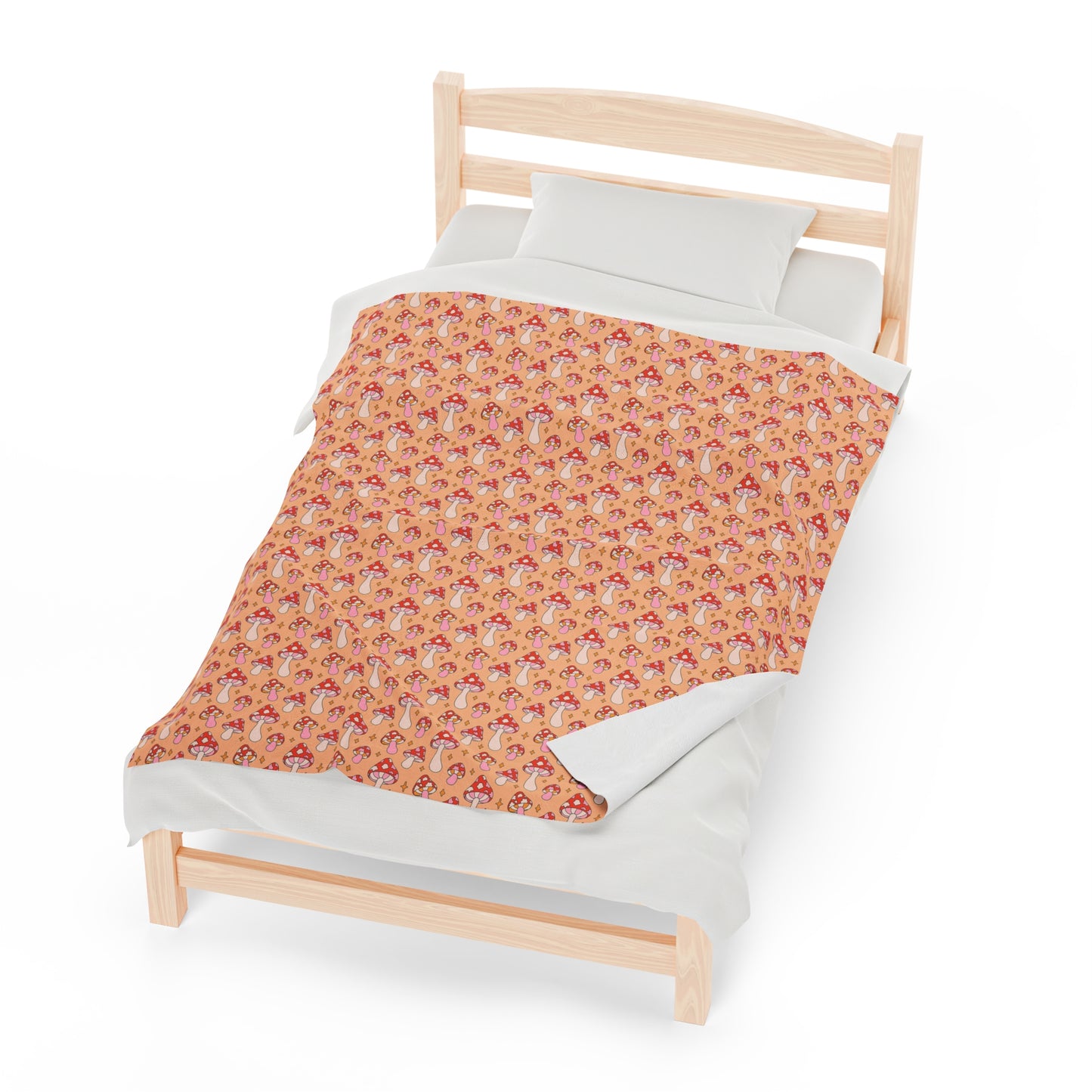 Mushroom Velveteen Plush Blanket | Soft, Whimsical, Luxurious and Comforting | Available in Multiple Sizes