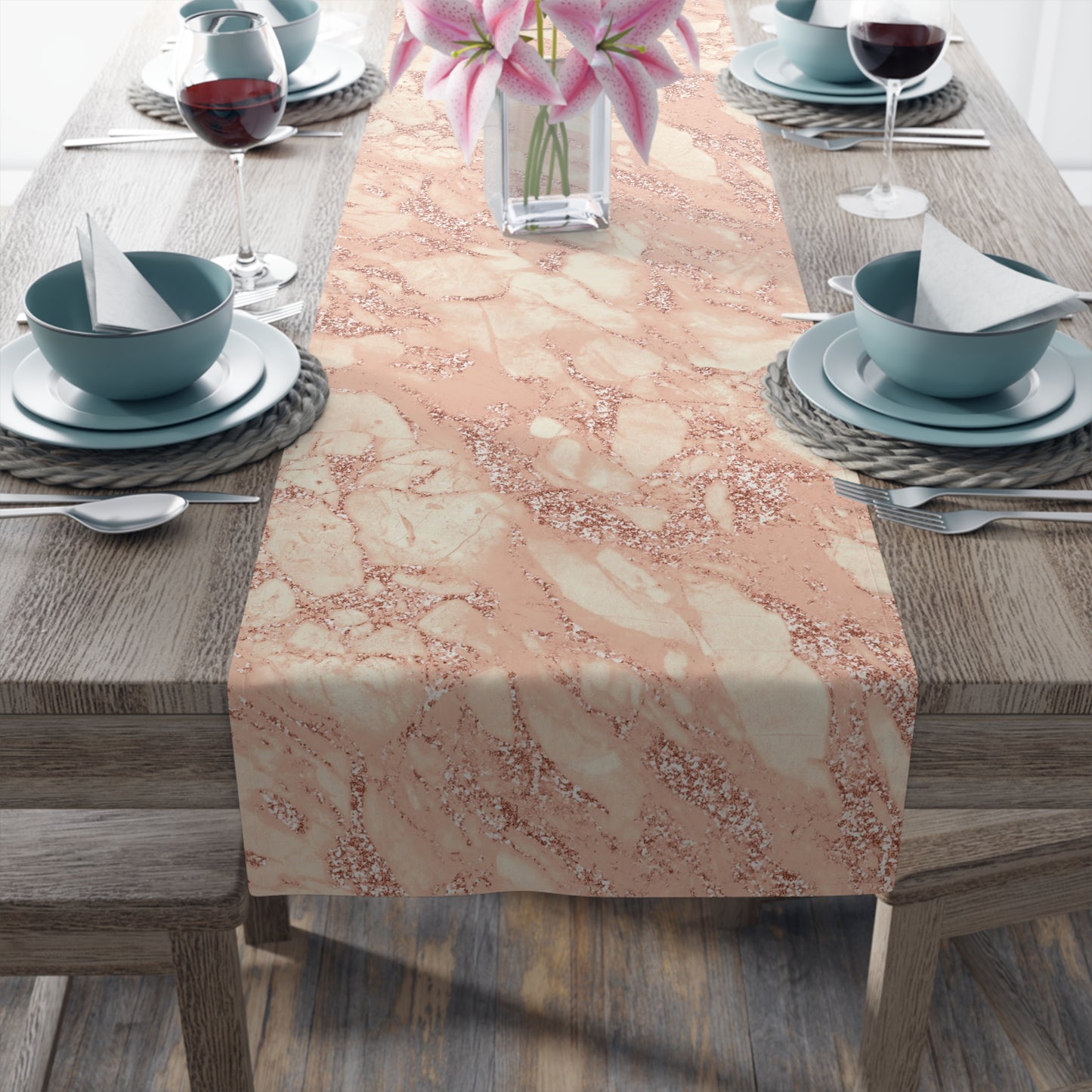 Marble Print Table Runner - Luxurious Elegance, Cotton Twill or Polyester - Perfect for Modern Home Decor