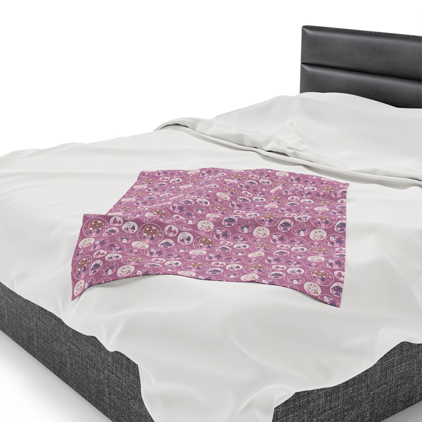 Mushroom Velveteen Plush Blanket | Soft, Whimsical, Luxurious and Comforting | Available in Multiple Sizes