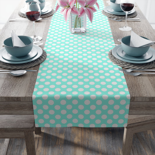 Pastel Polka Dot Table Runner - Soft Elegance, Cotton Twill or Polyester - Perfect for Playful & Light Home Decor