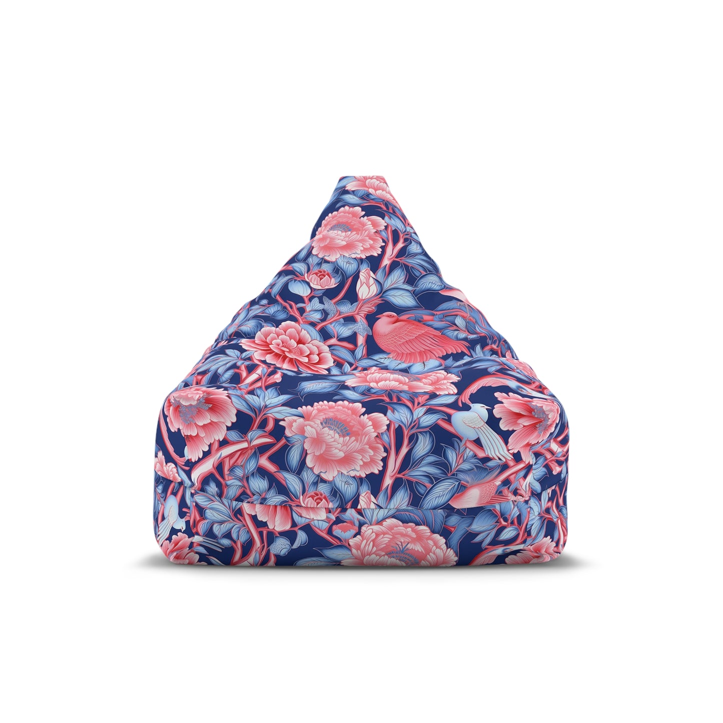 Chinoiserie Bean Bag Chair Cover - Elegant Oriental-Inspired Polyester Slipcover with Secure Zip - Fits Various Sizes