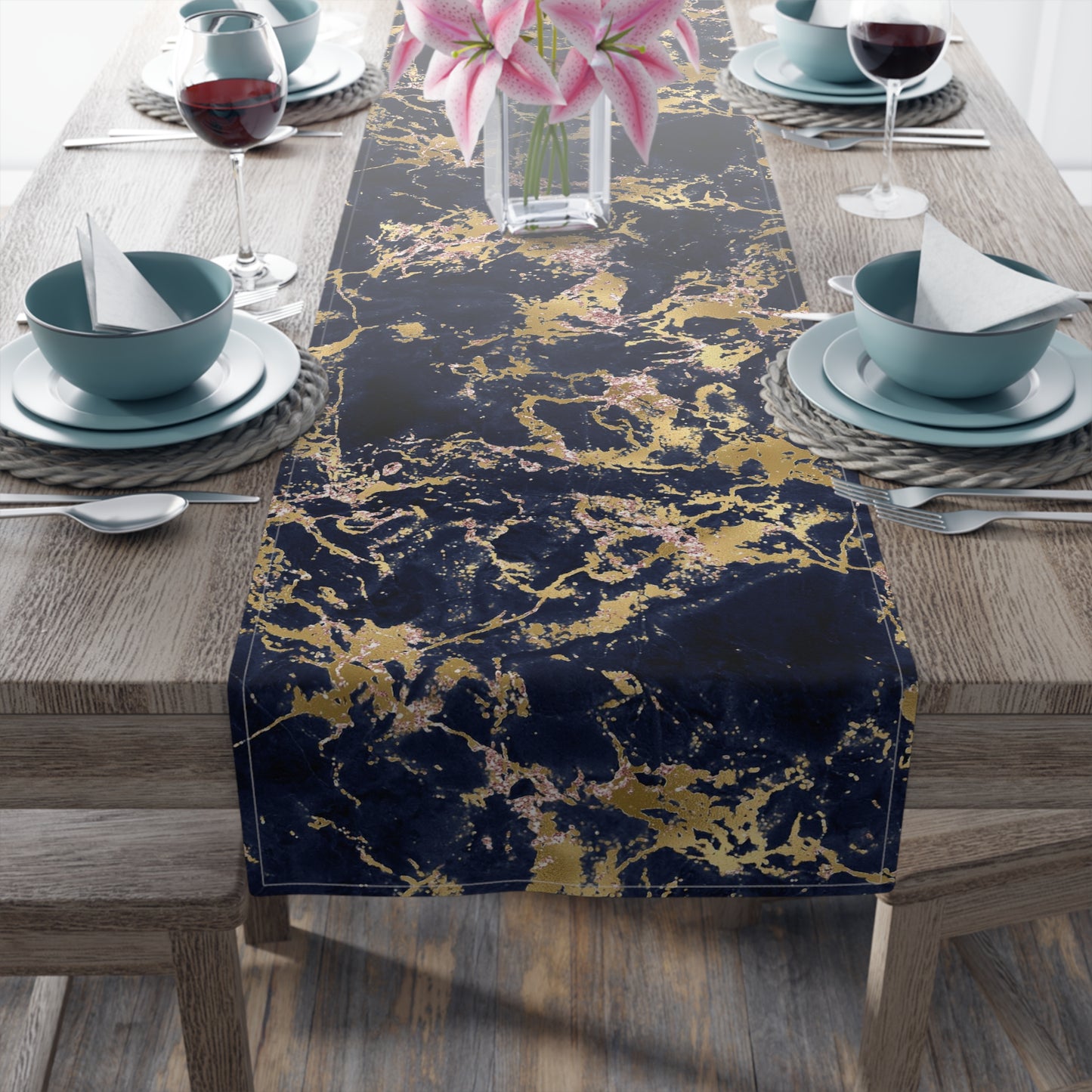 Marble Print Table Runner - Luxurious Elegance, Cotton Twill or Polyester - Perfect for Modern Home Decor