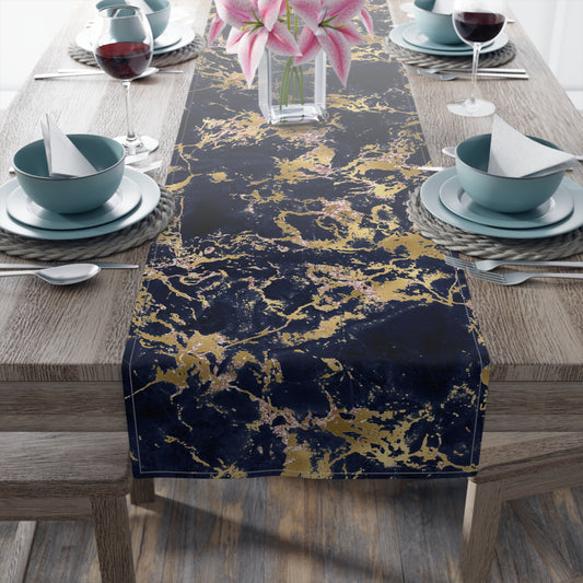 Marble Print Table Runner - Luxurious Elegance, Cotton Twill or Polyester - Perfect for Modern Home Decor