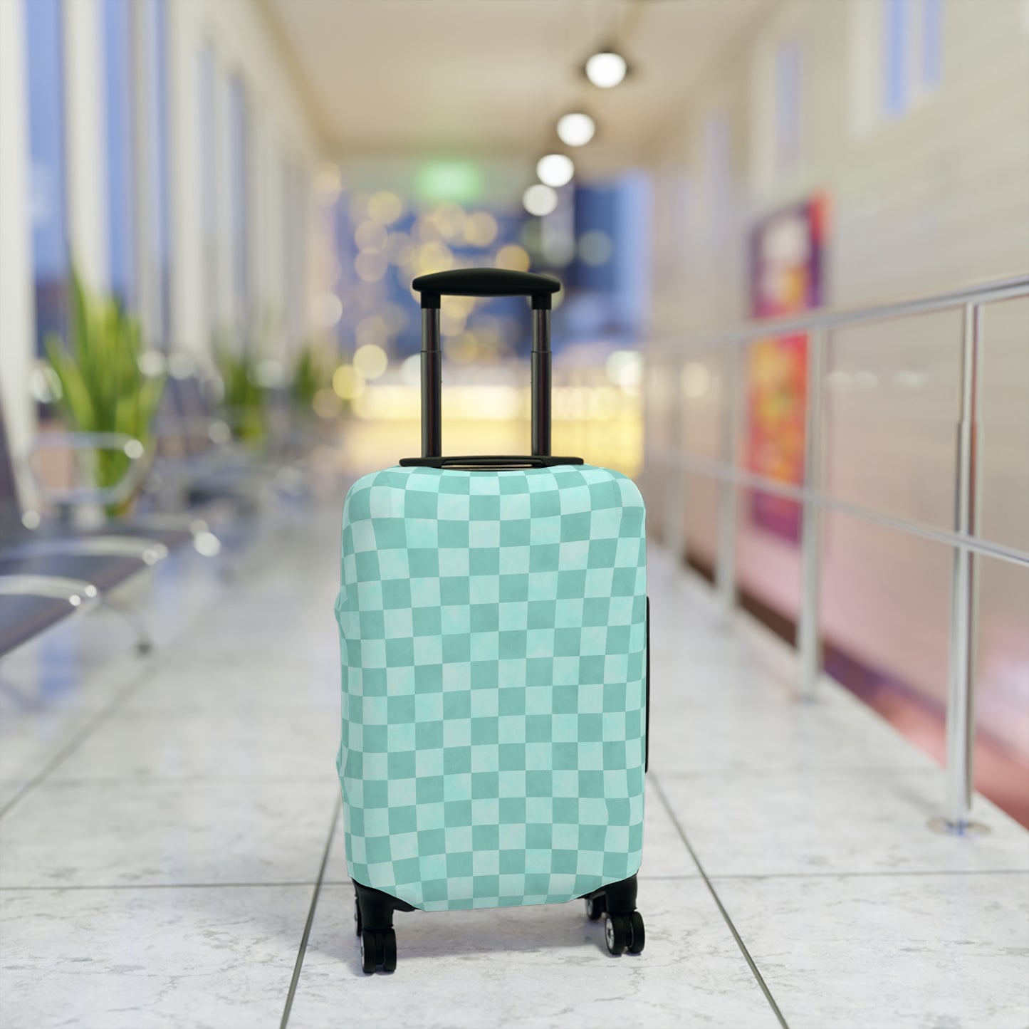 Pastel Checkers Luggage Cover - Checkers Suitcase Cover