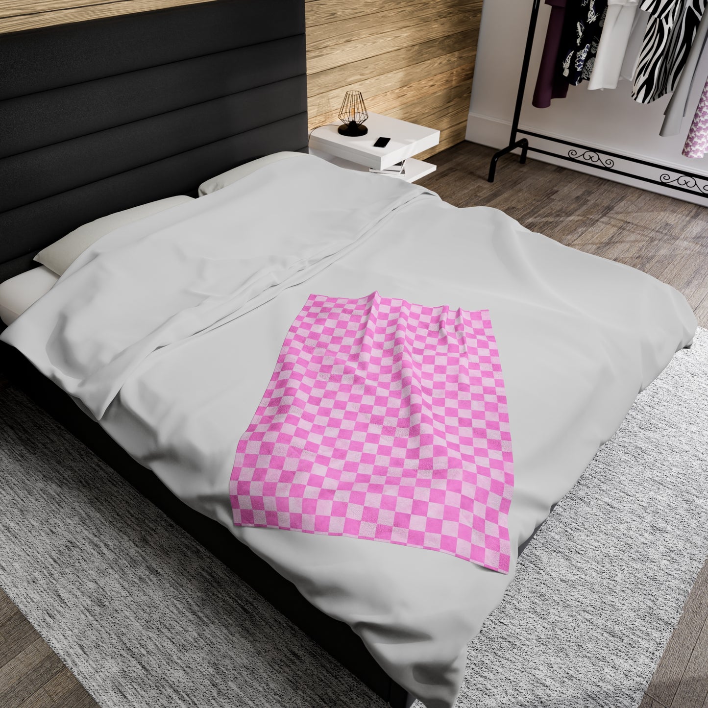 Pastel Checkers Velveteen Plush Blanket | Soft, Trendy, Luxurious and Comforting | Available in Multiple Sizes