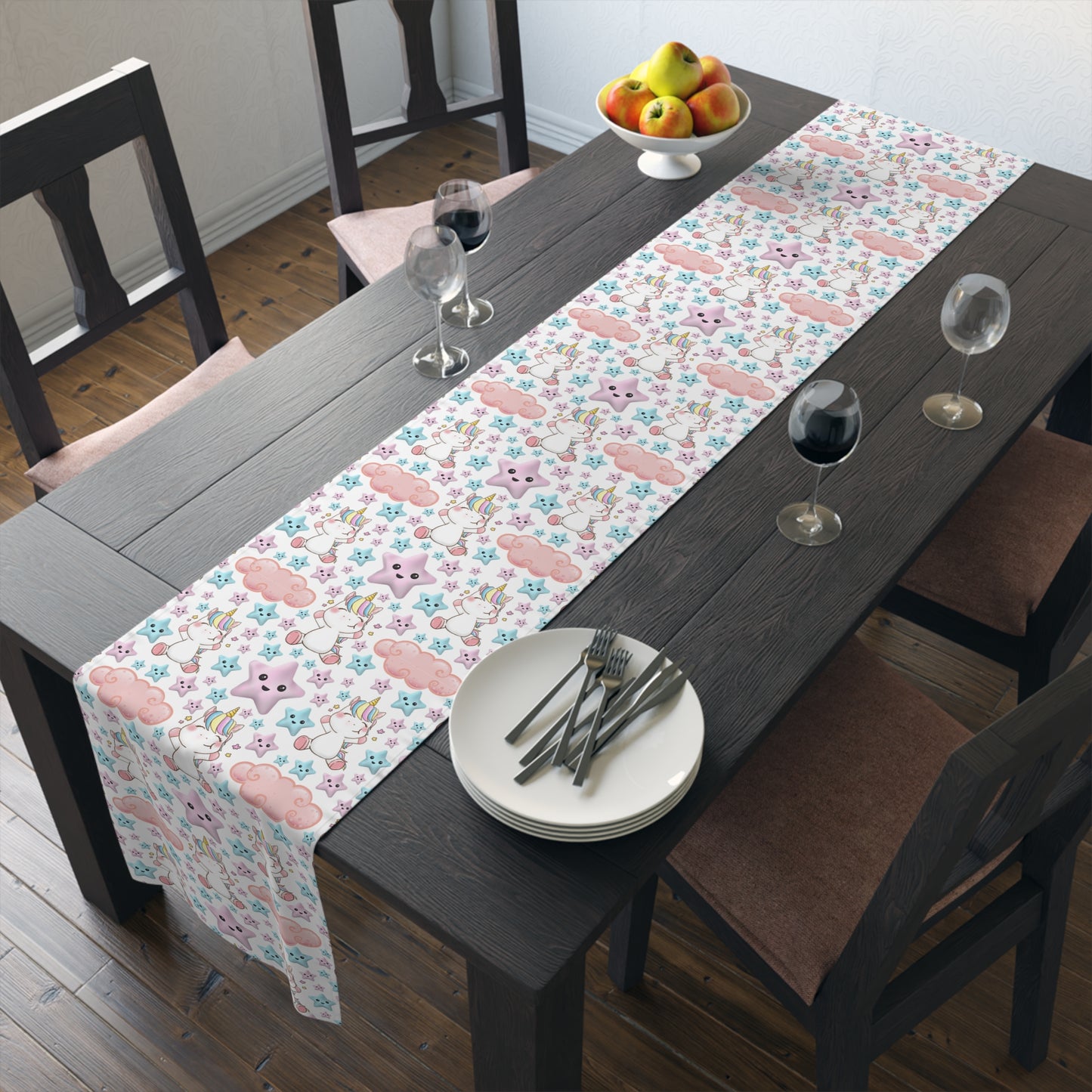 Unicorn Print Table Runner - Magical Elegance, Cotton Twill or Polyester - Perfect for Whimsical & Fantasy Home Decor