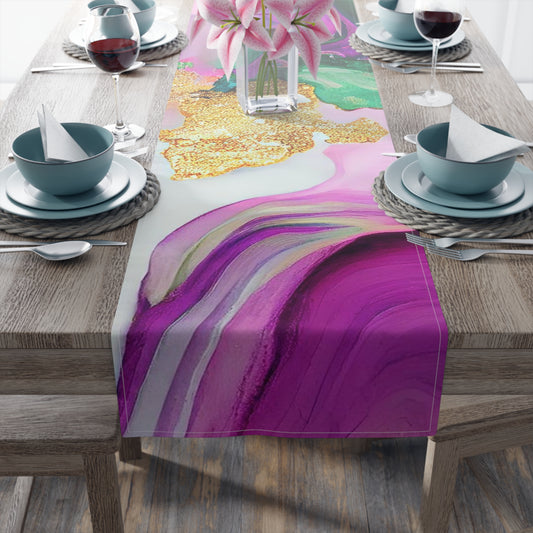 Marble Print Table Runner - Luxurious Elegance, Cotton Twill or Polyester - Perfect for Modern Home Decor