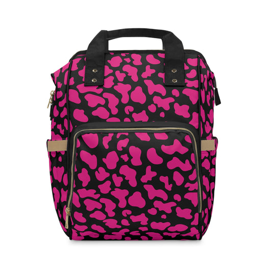 Trendy Cow Print Diaper Backpack - Durable Baby Bag with Unique Cow Pattern, Spacious Nappy Bag for Fashion-Forward Parents