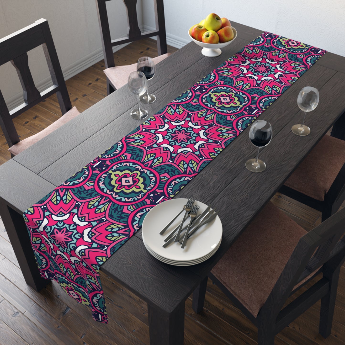Mandala Print Table Runner - Intricate Patterns, Cotton Twill or Polyester - Ideal for Decorative Home Accents