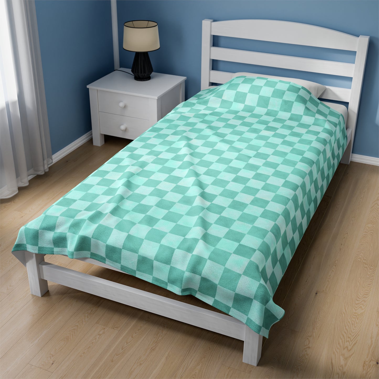 Pastel Checkers Velveteen Plush Blanket | Soft, Trendy, Luxurious and Comforting | Available in Multiple Sizes
