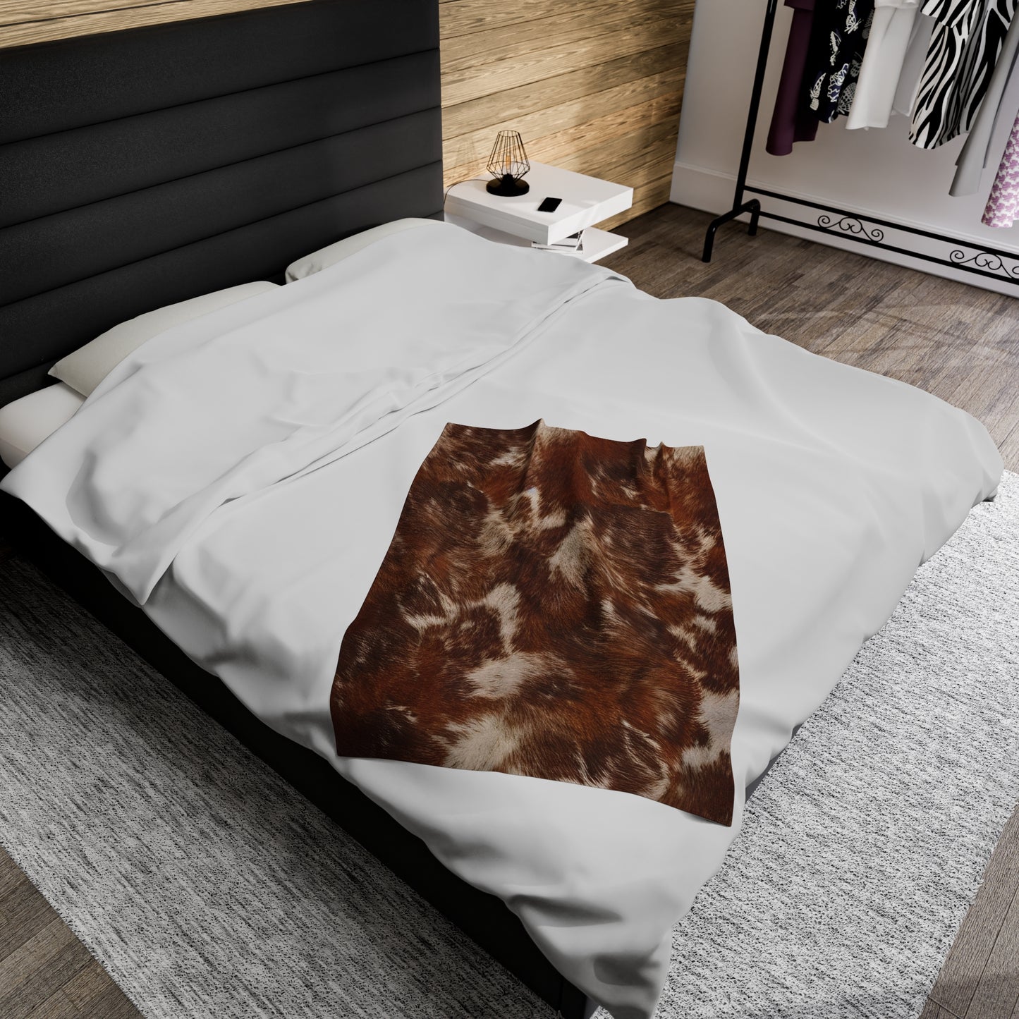 Cowhide Velveteen Plush Blanket | Soft, Rustic, Luxurious and Comforting | Available in Multiple Sizes