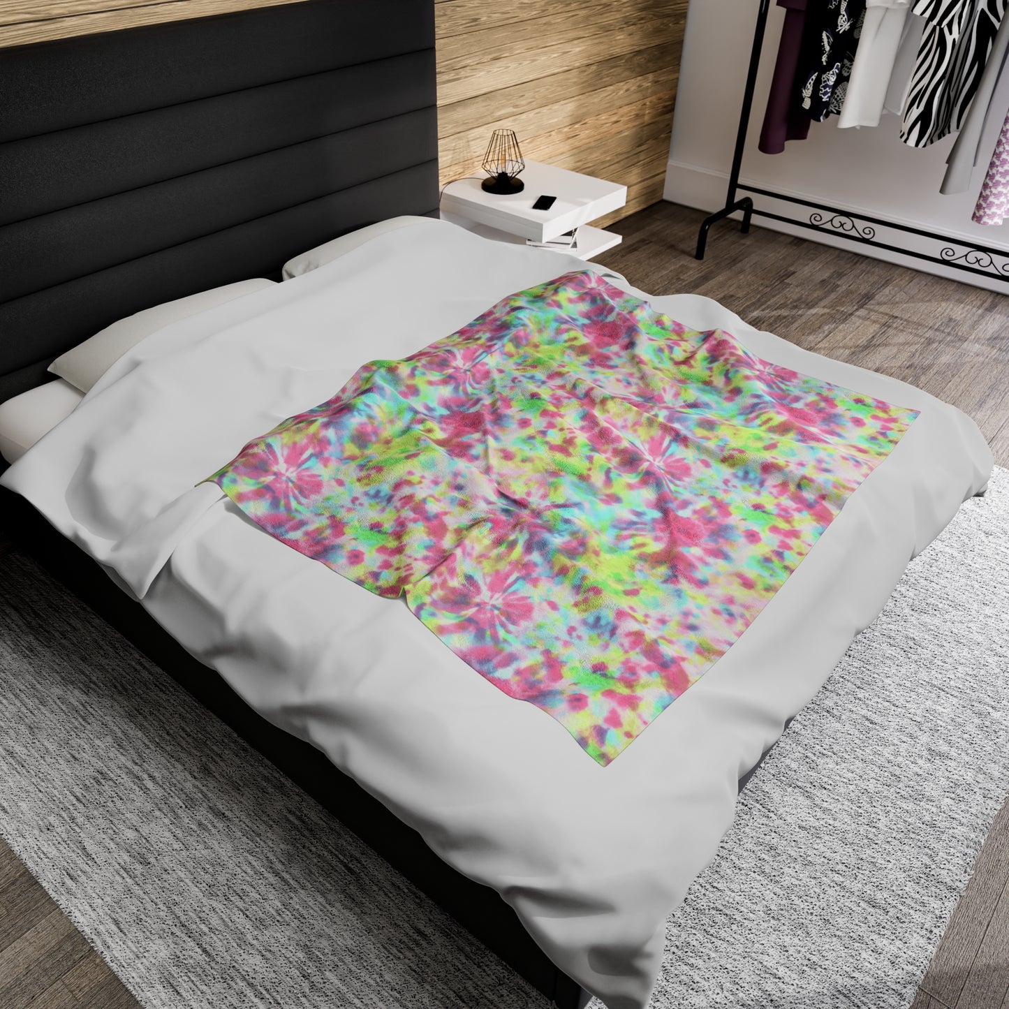 Tie Dye Velveteen Plush Blanket | Soft, Colorful, and Comforting | Available in Multiple Sizes