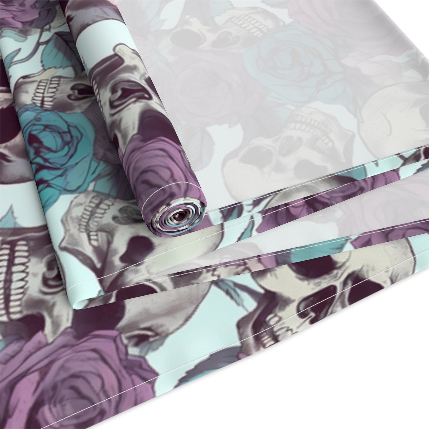 Skull Print Table Runner - Bold Cotton Twill or Sleek Polyester - Ideal for Gothic & Edgy Home Decor