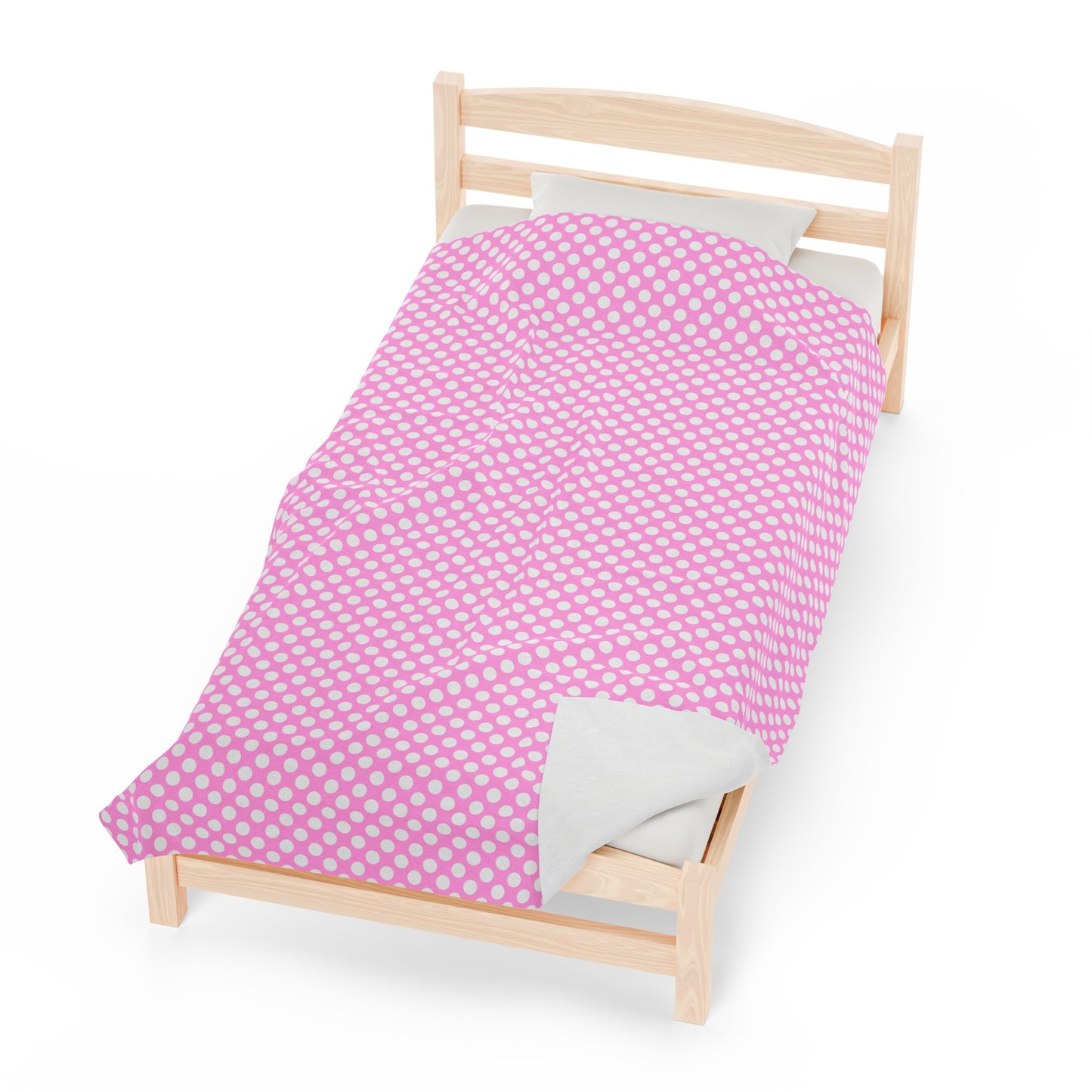 Pastel Polka Dot Velveteen Plush Blanket | Soft, Playful, Luxurious and Comforting | Available in Multiple Sizes