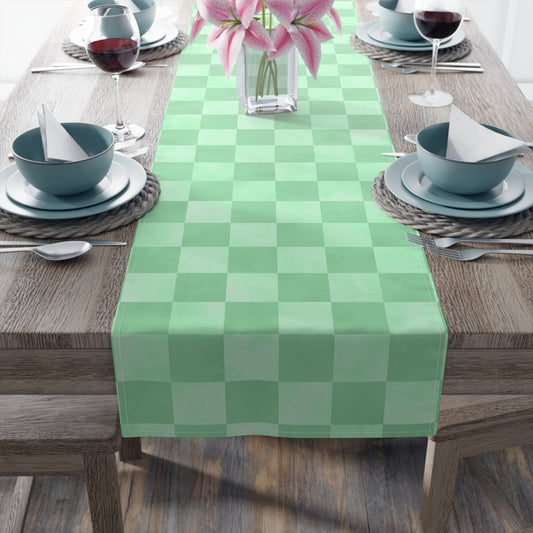 Pastel Checkered Table Runner - Soothing Playfulness, Cotton Twill or Polyester - Perfect for Refreshing & Modern Home Decor