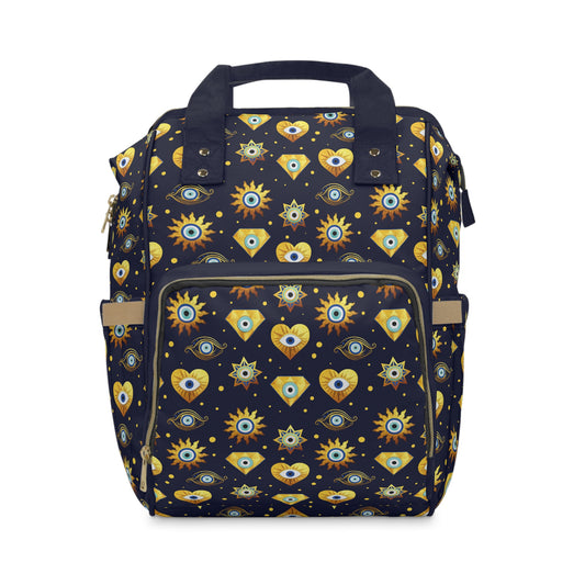 Evil Eye Diaper Backpack - Protective & Stylish Baby Bag with Evil Eye Motif, Multifunctional and Organized