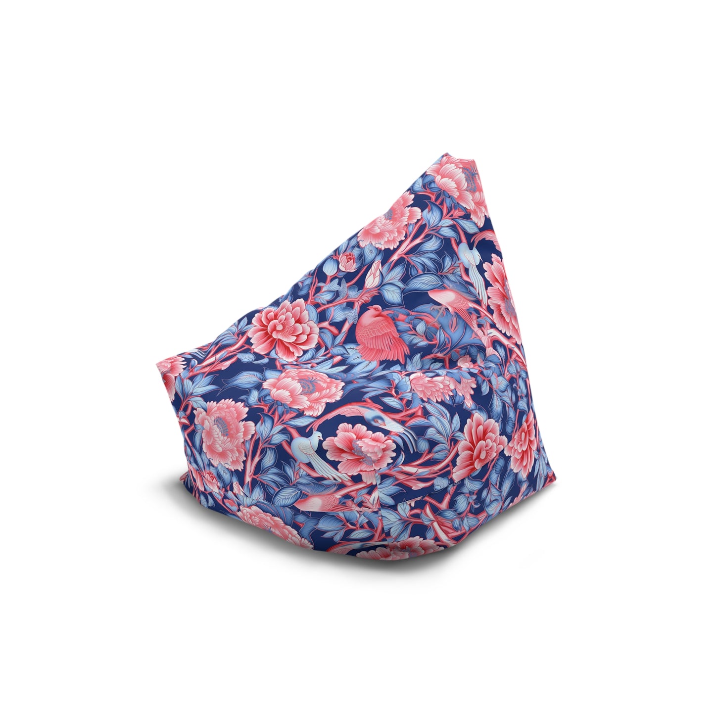 Chinoiserie Bean Bag Chair Cover - Elegant Oriental-Inspired Polyester Slipcover with Secure Zip - Fits Various Sizes