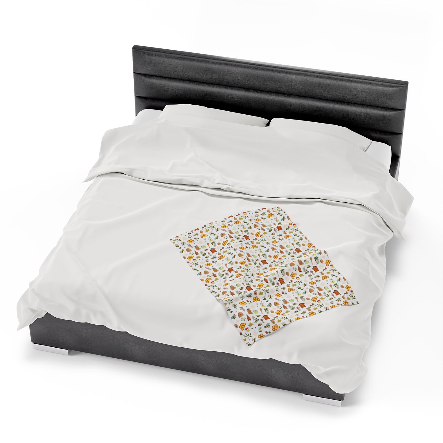 Honey Bee Velveteen Plush Blanket | Soft, Nature-Inspired, Luxurious and Comforting | Available in Multiple Sizes