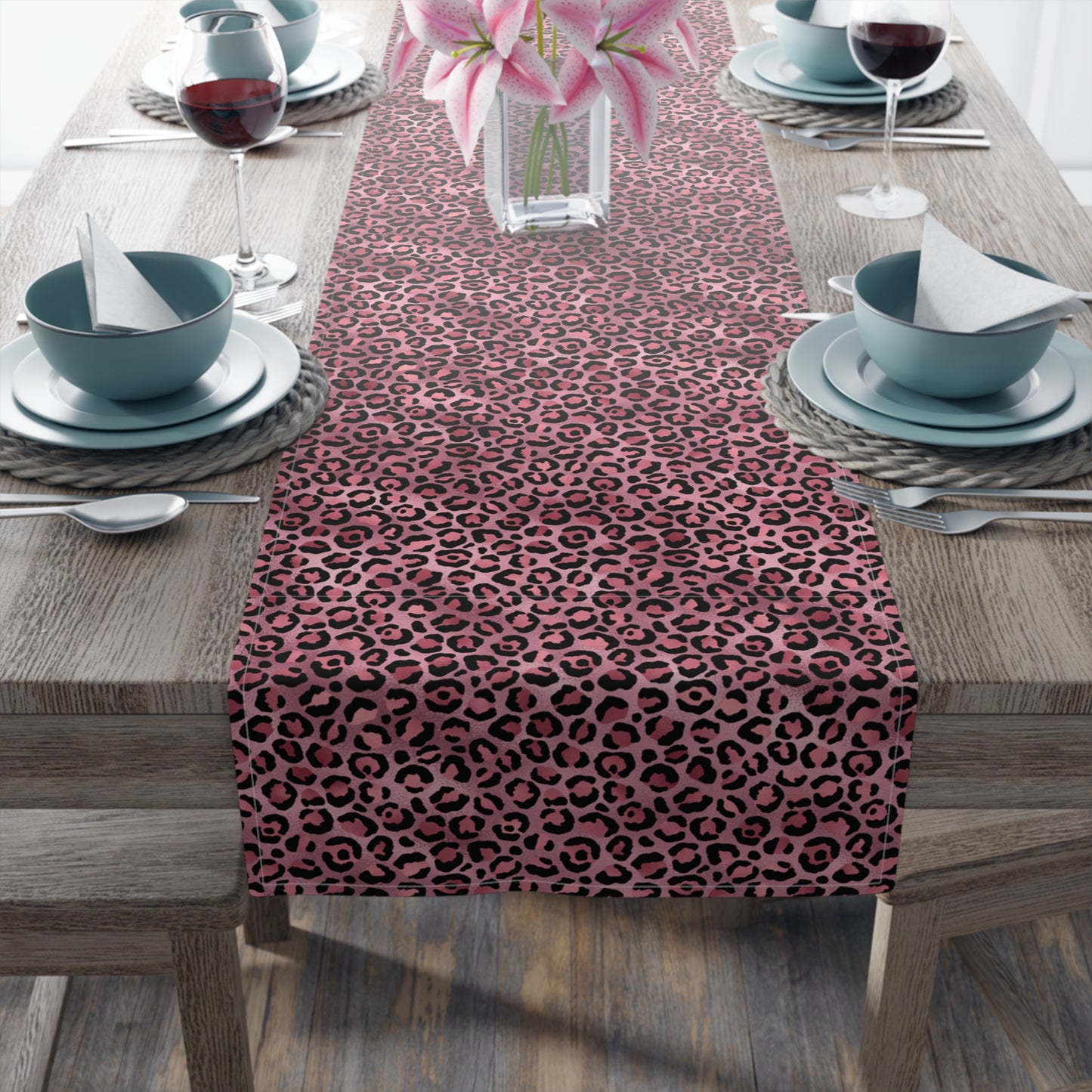 Leopard Print Table Runner - Bold Exotic Elegance, Cotton Twill or Polyester - Perfect for Safari & Glamorous Home Decor