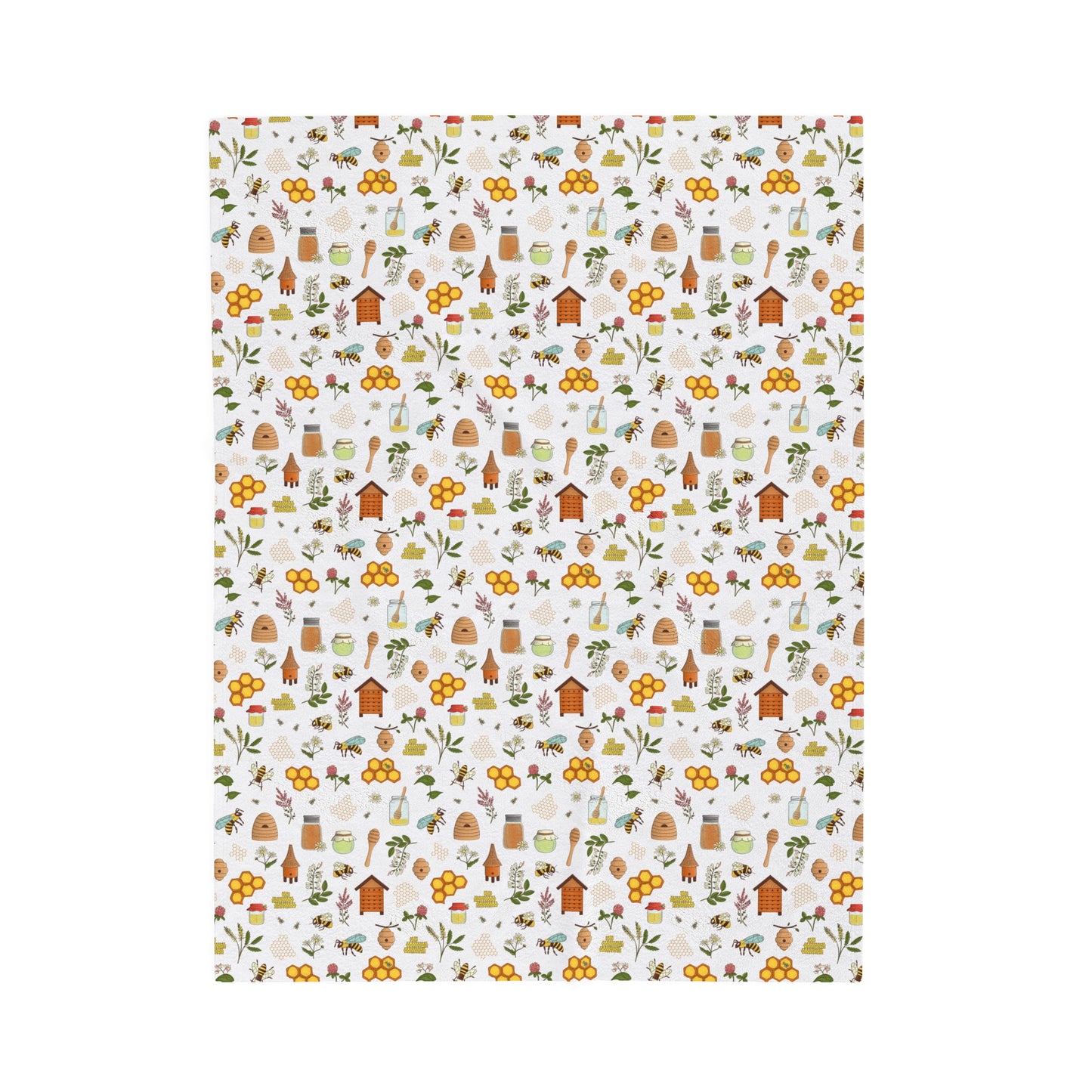 Honey Bee Velveteen Plush Blanket | Soft, Nature-Inspired, Luxurious and Comforting | Available in Multiple Sizes