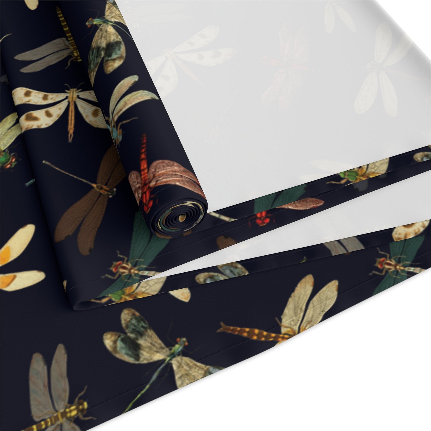 Dragonfly Print Table Runner - Elegant Whimsy, Cotton Twill or Polyester - Perfect for Nature-Inspired Home Decor