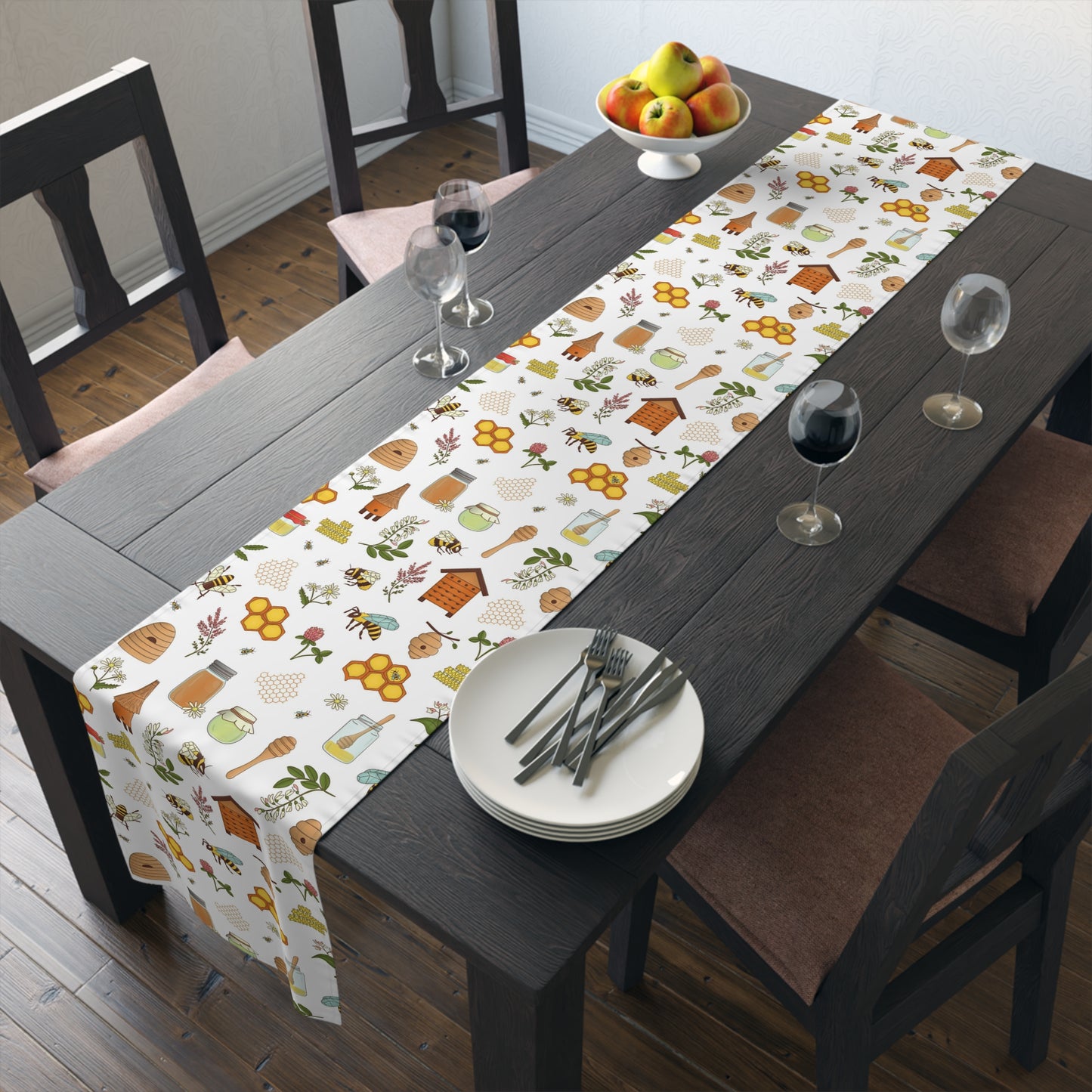 Honey Bee Print Table Runner - Buzzing with Charm - Perfect for Nature Lovers Homes